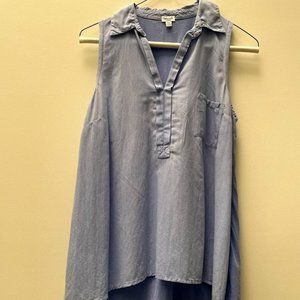 Light Blue Splendid Collared Sleeveless Top